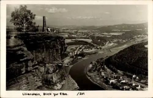 Ak Bad Schandau an der Elbe, Lilienstein, Blick zur Elbe