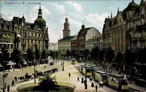 Ak Frankfurt am Main, Rossmarkt, Straßenbahn