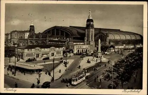 Ak Hamburg Mitte St. Georg, Hauptbahnhof, Straßenbahn