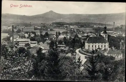 Ak Großschönau in der Oberlausitz Sachsen, Gesamtansicht, Kirche