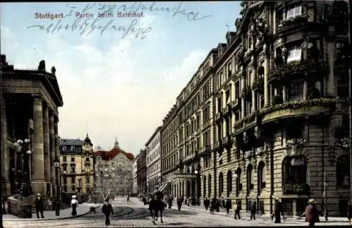 Ak Stuttgart in Württemberg, Straße beim Bahnhof