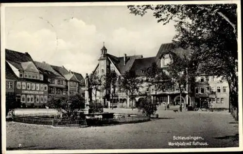 Ak Schleusingen in Thüringen, Marktplatz, Rathaus