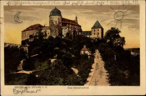 Ak Mylau Reichenbach im Vogtland, Kaiserschloss, Totalansicht