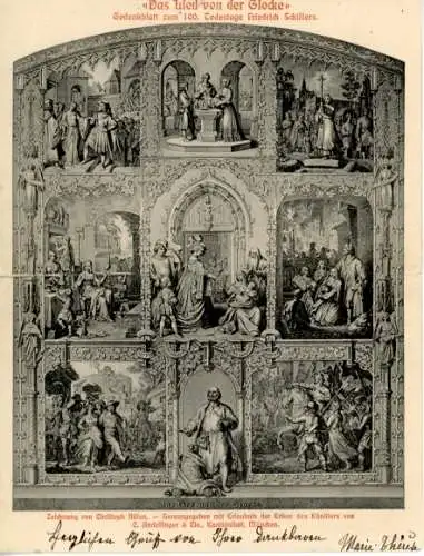 Klapp Künstler Ak Nilson, C., Lied von der Glocke, Gedenkblatt zum 100. Todestage Schillers