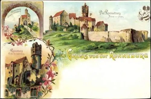 Litho Alt Wiedermus Ronneburg in Hessen, Burg Ronneburg, Vorburg, Innere Burg, Von Süden