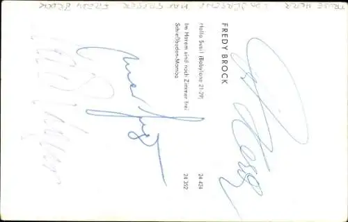 Ak Sänger Fredy Brock, Portrait, Autogramm