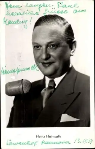 Ak Schauspieler Heinz Heimsoth, Portrait, Autogramm