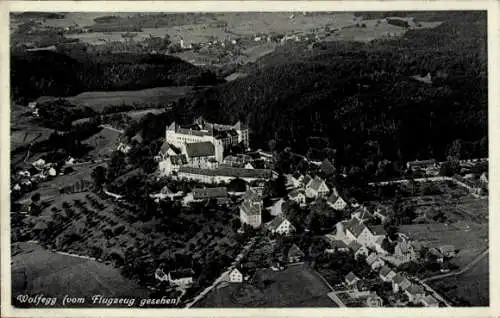 Ak Wolfegg im Allgäu, Fliegeraufnahme