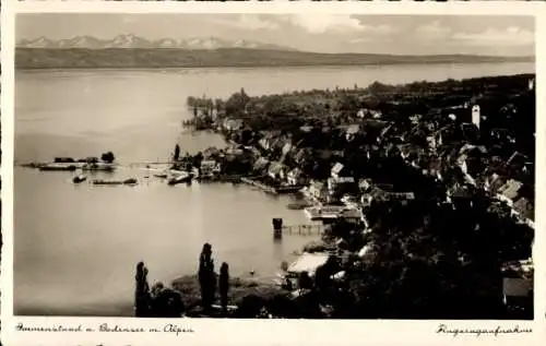 Ak Immenstaad am Bodensee, Fliegeraufnahme, Alpen