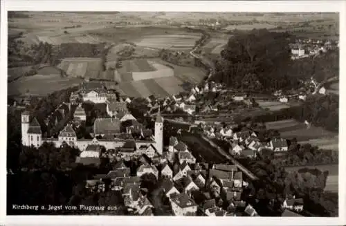 Ak Kirchberg an der Jagst in Baden Württemberg, Fliegeraufnahme mit Schloss