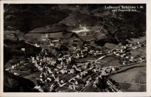 Ak Schönau im Wiesental Schwarzwald, Fliegeraufnahme