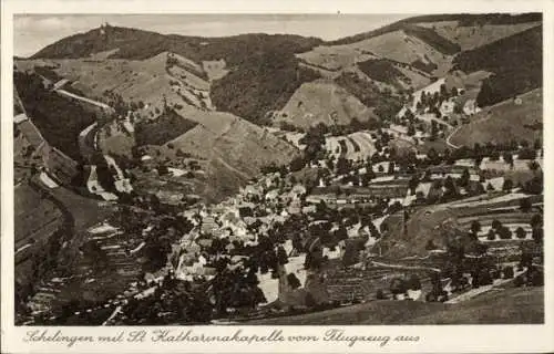 Ak Schelingen Oberrotweil Vogtsburg im Kaiserstuhl, Fliegeraufnahme, St. Katharinenkapelle