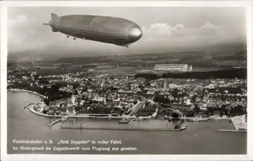 Ak Friedrichshafen am Bodensee, Fliegeraufnahme, Graf Zeppelin, Zeppelinwerft