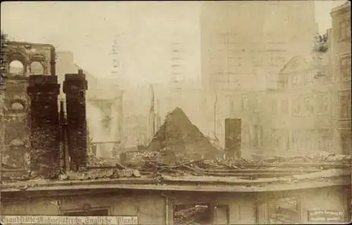 Foto Ak Hamburg Mitte Neustadt, Michaeliskirche, Brandstätte, Englische Planke