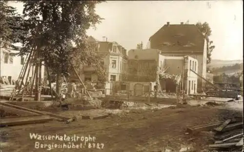 Foto Ak Berggießhübel in Sachsen, Wasserkatastrophe am 8. 7. 1927