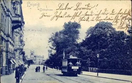 Ak Leipzig in Sachsen, Goethestraße, Straßenbahn Wagen 224