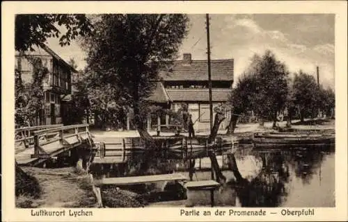 Ak Lychen in der Uckermark, Partie an der Promenade, Oberpfuhl