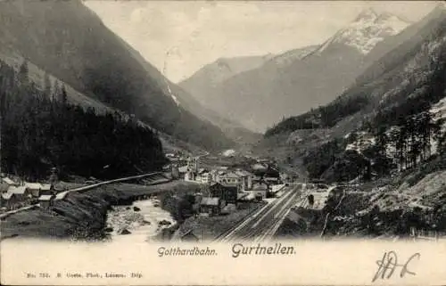 Ak Gurtnellen Kanton Uri, Panorama, Strecke der Gotthardbahn