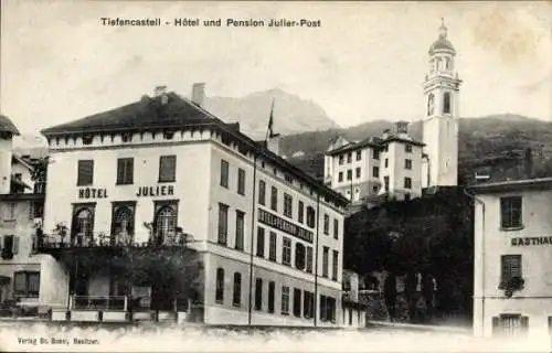 Ak Tiefenkastell Tiefencastel Kanton Graubünden, Hotel und Pension Julier Post