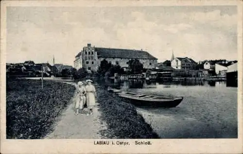 Ak Polessk Labiau Ostpreußen, Schloss, Uferweg