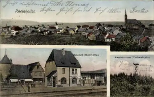 Ak Rheinböllen im Hunsrück, Bahnhof, Aussichtsturm Hochsteinchen