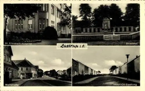 Ak Lastrup in Oldenburg, St. Elisabeth Hospital, Ehrenmal, Wallstraße, Mobil Oil Siedlung