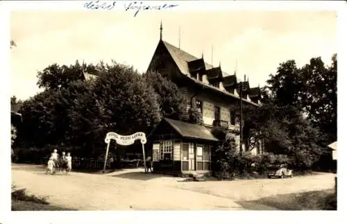 Ak Mezní Louka Rainwiese Hřensko Herrnskretschen Elbe Reg Aussig, Hotel Mezní Louka