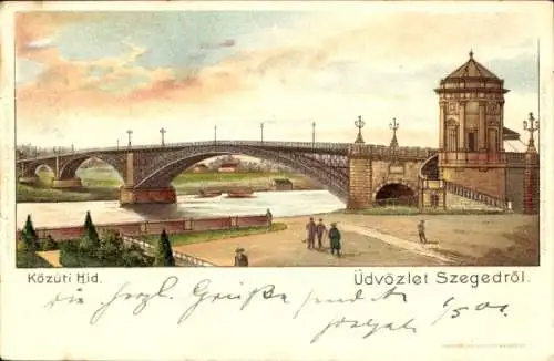 Litho Szeged Segedin Ungarn, Közuti Hid