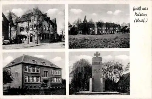 Ak Polsum Marl im Ruhrgebiet, Straße, Denkmal