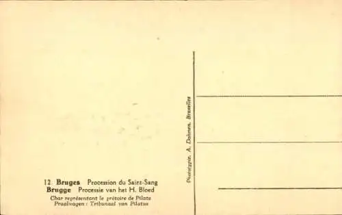 Ak Brügge Brügge Flandern Westflandern, Prozession des Heiligen Blutes, repräsentativer Festwagen