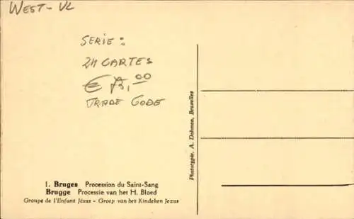 Ak Brügge Flandern Westflandern, Prozession des Heiligen Blutes, Gruppe des Jesuskindes