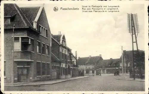 Ak Paschendaele Passendale Westflandern, Straße Richtung Poelcapelle, Langemarck