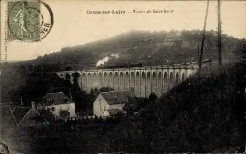 Ak Cosne Cours sur Loire Nièvre, Viaduc de Saint-Satur