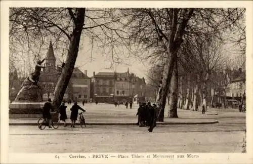 Ak Brive la Gaillarde Corrèze, Place Thiers, Kriegerdenkmal