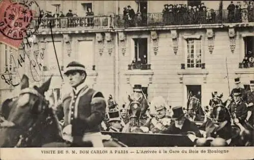 Ak Paris XVI, Gare du Bois de Boulogne, Dom Carlos I., König von Portugal