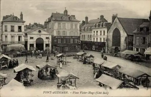 Ak Pont Audemer Eure, Place Victor-Hugo