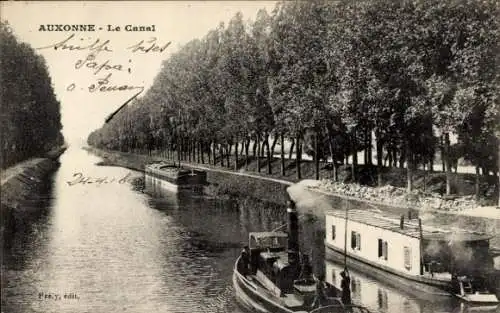 Ak Auxonne Côte-d'Or, Canal, Dampfer