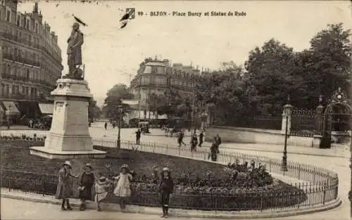 Ak Dijon Côte d'Or, Place Darcy, Statue de Rude