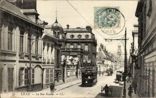 Ak Lille Nord, Rue Royal, Tram