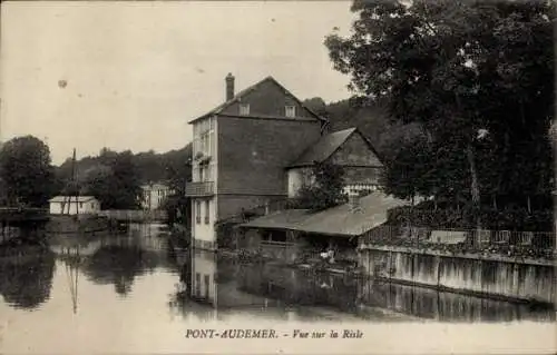 Ak Pont Audemer Eure, Vue sur la Risle