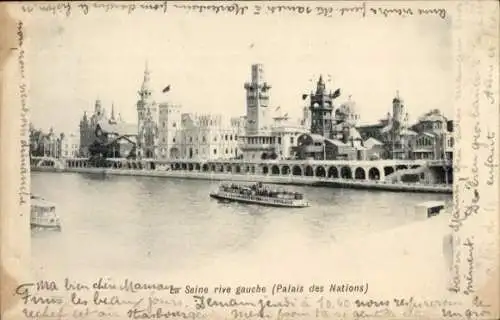 Ak Paris, Exposition Universelle de 1900, Seine rive gauche, Palais des Nations