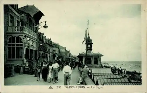 Ak Saint Aubin sur Mer Calvados, La digue