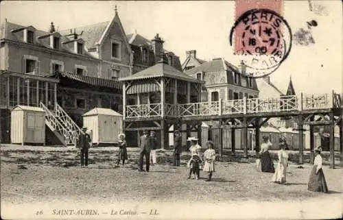 Ak Saint Aubin sur Mer Calvados, Le Casino, La Plage