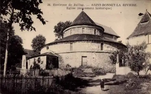 Ak Saint Bonnet la Rivière Corrèze, Kirche