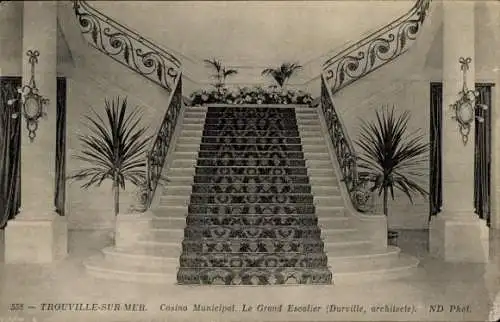 Ak Trouville sur Mer Calvados, Casino Municipal, Grand Escalier