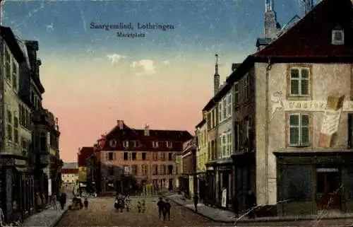 Ak Saargemünd Sarreguemines Lothringen Moselle, Marktplatz