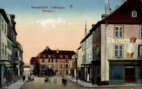 Ak Saargemünd Sarreguemines Lothringen Moselle, Marktplatz