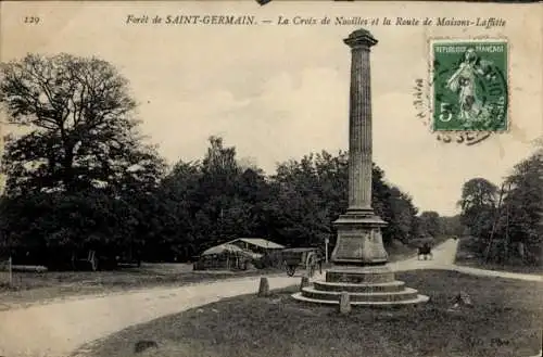 Ak Saint Germain en Laye Yvelines, Foret, La Croix de Nouilles, Route de Maisons-Laffitte