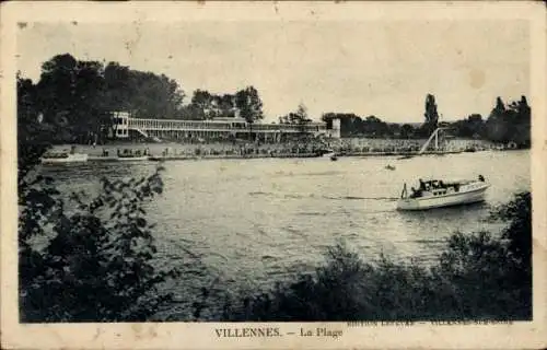 Ak Villennes sur Seine Medan Yvelines, Strand