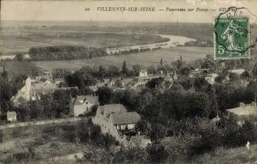 Ak Villennes sur Seine Medan Yvelines, Panorama sur Poissy